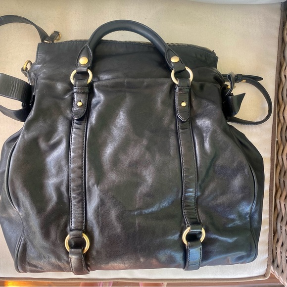 Miu Miu Vitello Bow Satchel in Black EUC - Picture 11 of 16